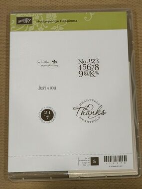 Stampin' Up! Hodgepodge Happiness Stamp Set - White, Green, Black